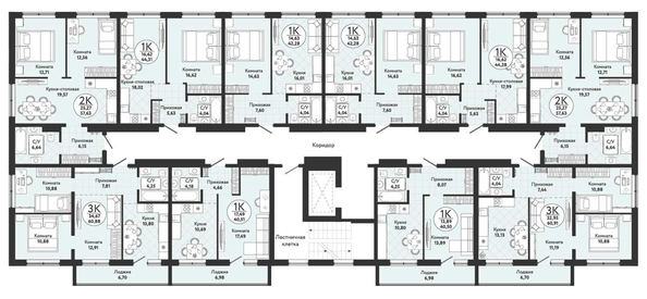 
  Продается 1-комн. квартира, 44.28 м², ЖК Одоевский, дом 4
. Фото 1.