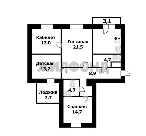 
  Продается 3-комн. квартира, 99 м², Есенина ул, д. 67
. Фото 2.
