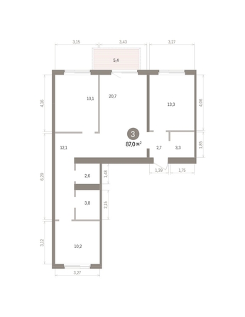 
  Продается 3-комн. квартира 87.03 м², в ЖК Пшеница, дом 5.2. Фото 2.