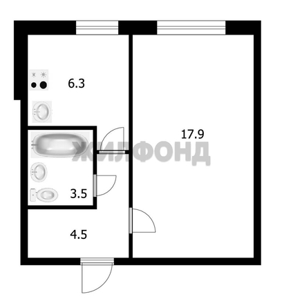 
  Продается 1-комн. квартира, 32.2 м², Краснообск, д. 13
. Фото 2.