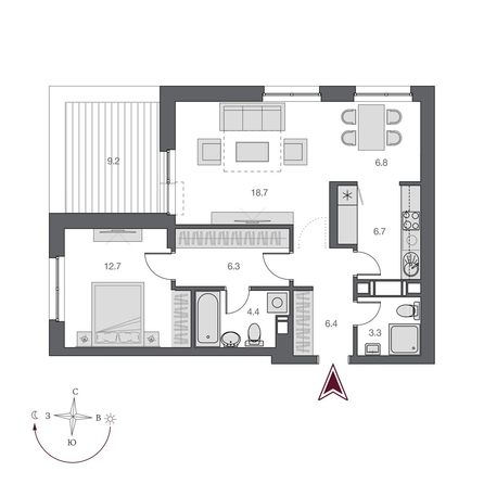 
  Продается 2-комн. квартира, 68.06 м², ЖК Дом Нобель
. Фото 1.