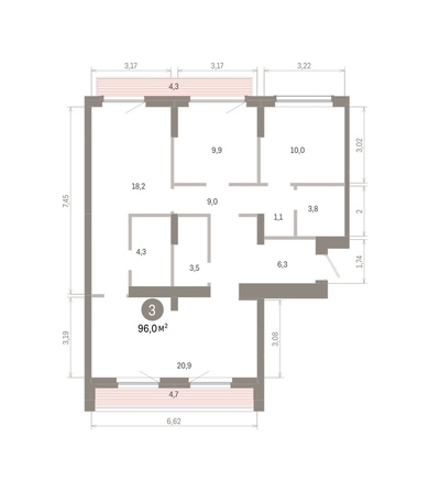 
  Продается 3-комн. квартира, 96 м², ЖК Лебедевский квартал, дом 1
. Фото 1.