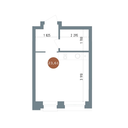 
  Продается студия, 23.61 м², ЖК 19/56 Кварталы Телецентра, сек 6
. Фото 1.