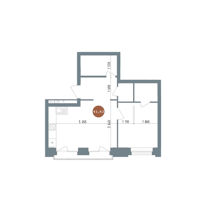 
  Продается 2-комн. квартира, 41.43 м², ЖК 19/56 Кварталы Телецентра, сек 5
. Фото 1.