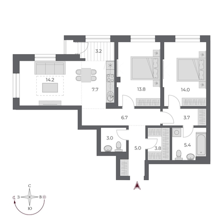 
  Продается 3-комн. квартира 80.5 м², в ЖК ОСКАР, дом 2. Фото 5.