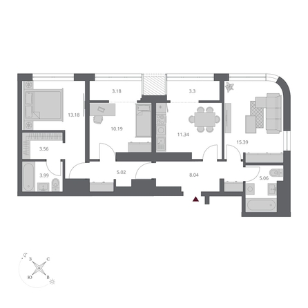 
  Продается 3-комн. квартира 82.97 м², в ЖК Беринг, дом 3. Фото 1.
