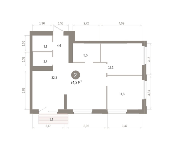
  Продается 2-комн. квартира 74.26 м², в ЖК Город на озере. Фото 1.