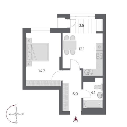 
  Продается 1-комн. квартира 40 м², в ЖК ОСКАР, дом 2. Фото 2.