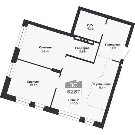 
  Продается 3-комн. квартира 52.87 м², в ЖК Базилик, дом 2. Фото 1.