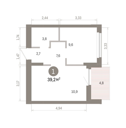 
  Продается 1-комн. квартира 39.24 м², в ЖК Пшеница, 6.1. Фото 1.