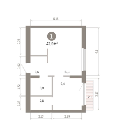 
  Продается 1-комн. квартира 42.9 м², в ЖК Лебедевский квартал, д 1. Фото 1.
