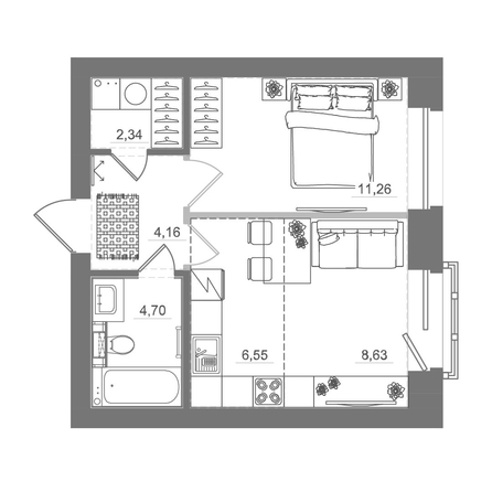 
  Продается студия 37.31 м², в ЖК Спектр, дом 10. Фото 1.