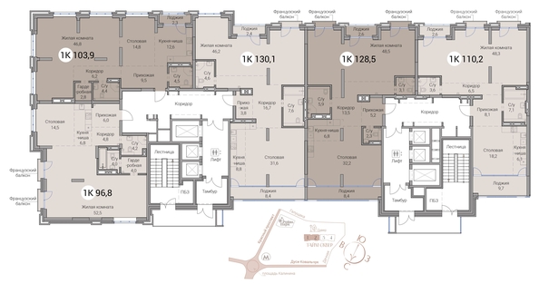 
  Продается 4-комн. квартира 130.1 м², в ЖК Тайм Сквер. Фото 19.