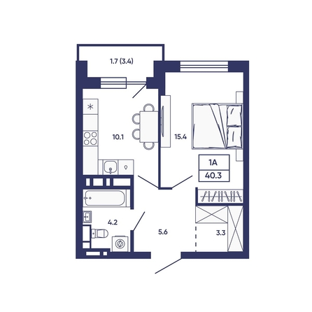 
  Продается 1-комн. квартира 40.3 м², в ЖК Сподвижники, дом 2. Фото 2.