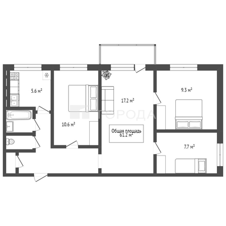 
  Продается 4-комн. квартира 61.2 м². Фото 33.