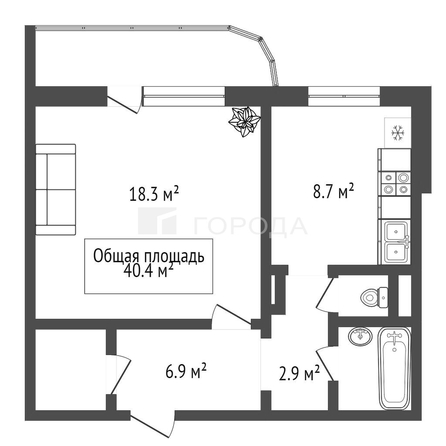 
  Продается 1-комн. квартира 40.4 м². Фото 15.
