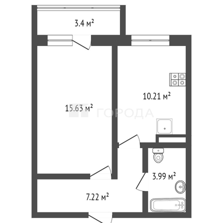 
  Продается 1-комн. квартира 39 м². Фото 10.