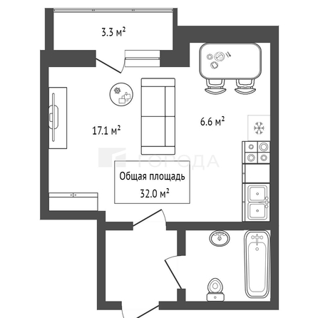 
  Продается 1-комн. квартира 32 м², в ЖК Матрешкин двор, дом 1 . Фото 13.