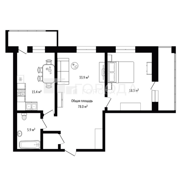 
  Продается 2-комн. квартира 78 м². Фото 16.
