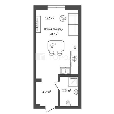 
  Продается апартамент 20.7 м², в АК Место. Фото 20.