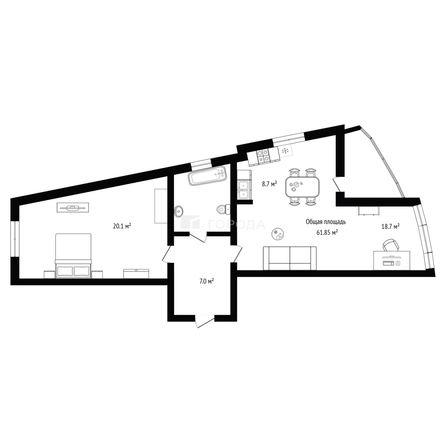 
  Продается 2-комн. квартира 61 м². Фото 19.