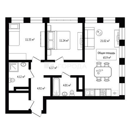 
  Продается 3-комн. квартира 65.9 м², в ЖК Баланс, 1 очередь. Фото 29.