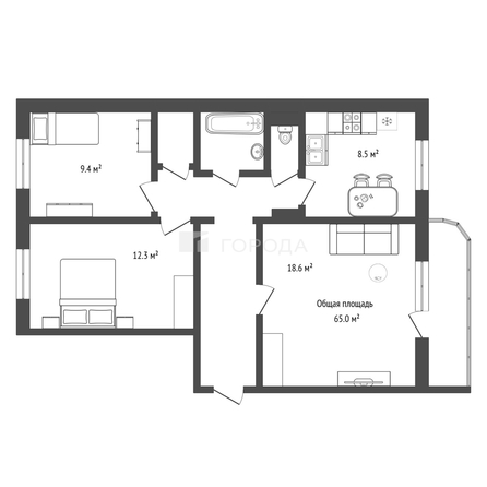 
  Продается 3-комн. квартира 65 м². Фото 30.