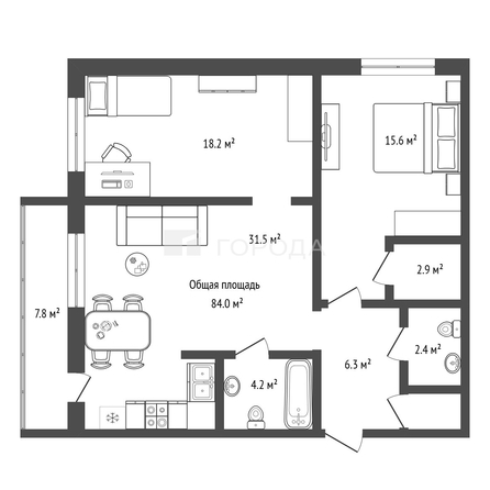 
  Продается 3-комн. квартира 84 м², в ЖК Венеция-3 , дом 11. Фото 41.