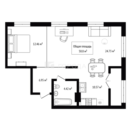 
  Продается 2-комн. квартира 58.8 м², в ЖК Рафинад, дом 2. Фото 17.