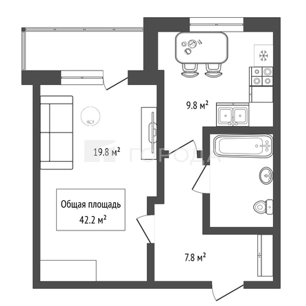 
  Продается 1-комн. квартира 42.2 м². Фото 27.