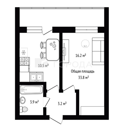 
  Продается 1-комн. квартира 33.8 м². Фото 29.
