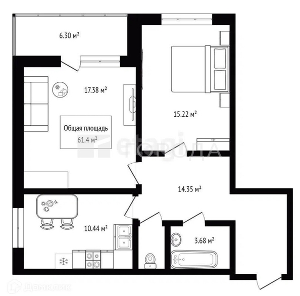 
  Продается 2-комн. квартира 61.4 м². Фото 39.