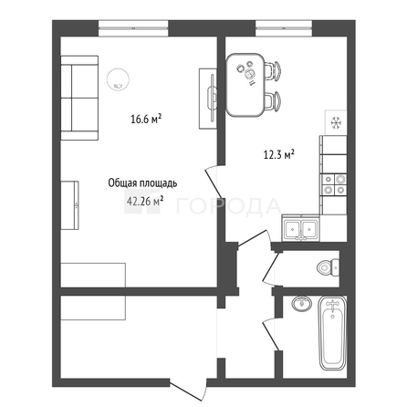 
  Продается 1-комн. квартира 42.6 м². Фото 16.