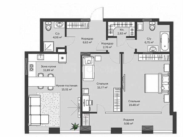 
  Продается 3-комн. квартира 88.4 м², в ЖК Чикаго. Фото 33.