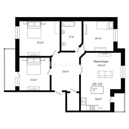
  Продается 3-комн. квартира 114.2 м². Фото 3.