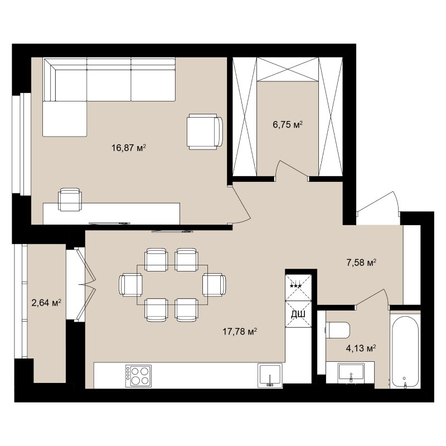 
  Продается 2-комн. квартира 56.78 м², в ЖК  Римский квартал, 2 очередь. Фото 2.