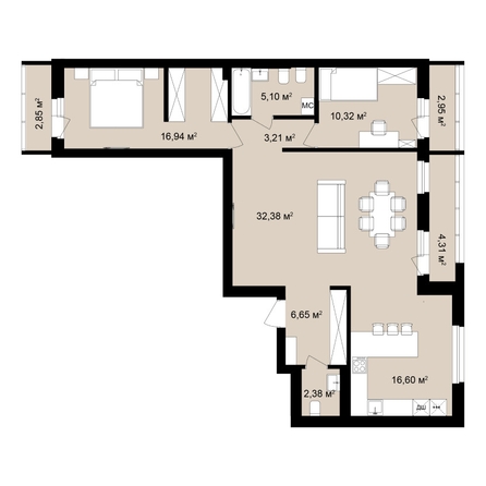 
  Продается 3-комн. квартира 98.67 м², в ЖК  Римский квартал, 2 очередь. Фото 2.