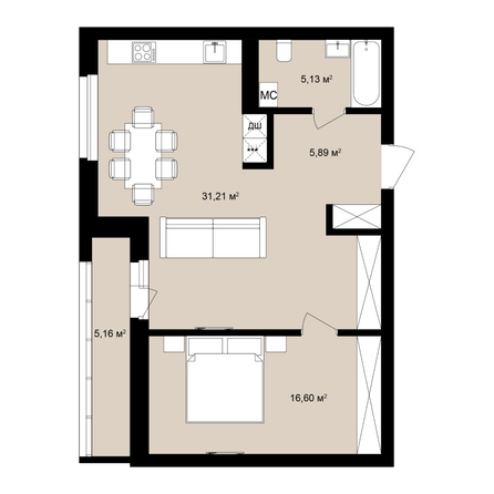 
  Продается 2-комн. квартира 65.04 м², в ЖК  Римский квартал, 2 очередь. Фото 2.