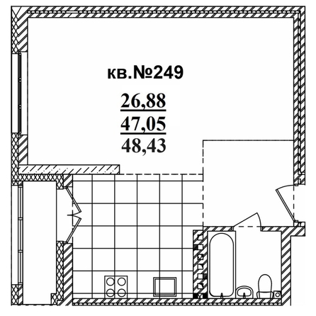 
  Продается студия 48.43 м², в ЖК  Римский квартал, 2 очередь. Фото 3.