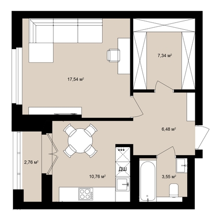 
  Продается студия 48.82 м², в ЖК  Римский квартал, 2 очередь. Фото 2.