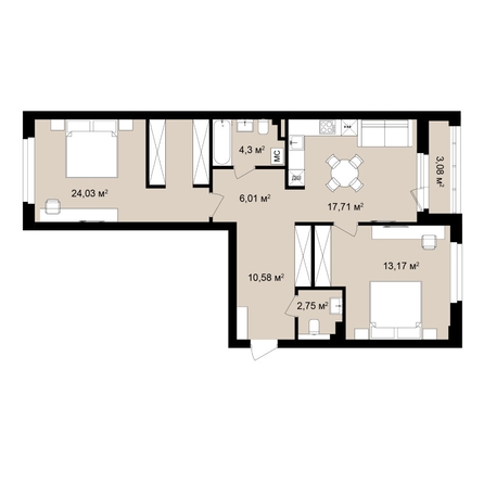 
  Продается 3-комн. квартира 110.54 м², в ЖК  Римский квартал, 2 очередь. Фото 2.