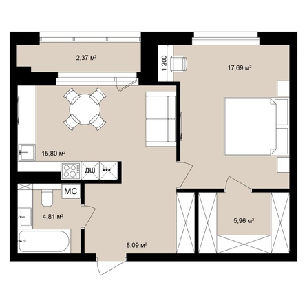 
  Продается студия 56.97 м², в ЖК  Римский квартал, 2 очередь. Фото 2.