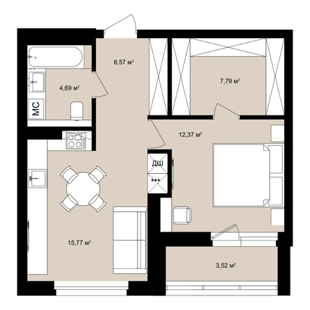 
  Продается студия 50.06 м², в ЖК  Римский квартал, 2 очередь. Фото 2.