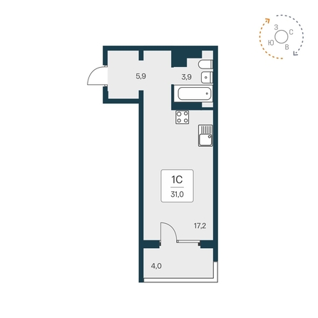 
  Продается студия 30.7 м², в ЖК Квартал Сосновый бор, дом 1. Фото 3.
