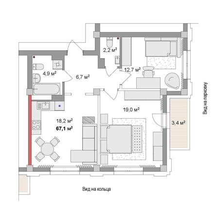 
  Продается 3-комн. квартира 67.1 м², в ЖК Мегаполис. Фото 6.