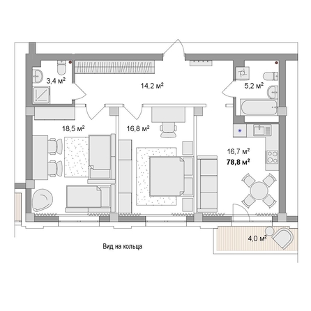 
  Продается 3-комн. квартира 78.8 м², в ЖК Мегаполис. Фото 6.