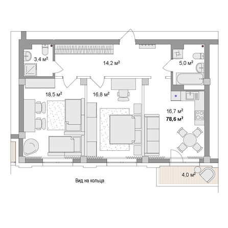 
  Продается 3-комн. квартира 78.6 м², в ЖК Мегаполис. Фото 6.