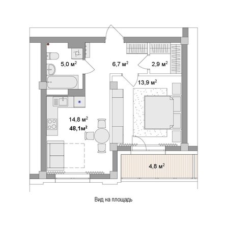 
  Продается 2-комн. квартира 48.1 м², в ЖК Мегаполис. Фото 6.