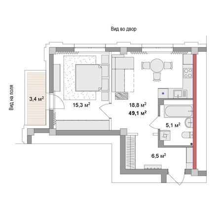 
  Продается 2-комн. квартира 49.1 м², в ЖК Мегаполис. Фото 6.