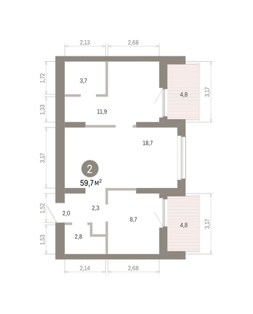 
  Продается 2-комн. квартира 59.7 м², в ЖК Лебедевский квартал, д 1. Фото 1.
